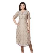 women Beige Georgette quarter Sleeves Kurti
