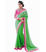 Green Embroidered Chiffon saree with blouse