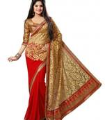 Red Brasso chiffon saree with blouse