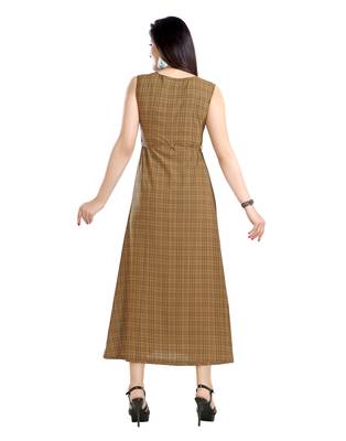 women Straight Embroidered Polyester Brown Kurti 4
