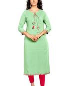Lime embroidered rayon embroidered-kurtis