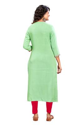 Lime embroidered rayon embroidered-kurtis 2