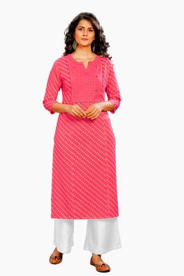 Pink printed cotton cotton-kurtis 1