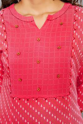 Pink printed cotton cotton-kurtis 4