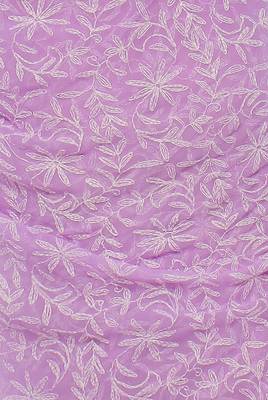 Lavangi Mauve Hand Embroidered Lucknow Chikan Tepchi WorK Faux Georgette Saree with Blouse 4