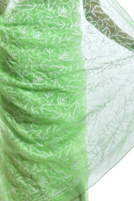 Lavangi Light green Hand Embroidered Lucknow Chikan Tepchi WorK Faux Georgette Saree with Blouse 4