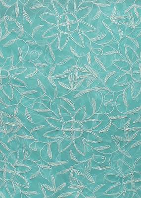 Lavangi Sea Green Hand Embroidered Lucknow Chikan Tepchi WorK Faux Georgette Saree with Blouse 4