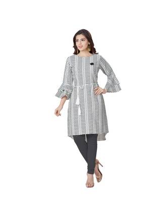 women Grey Cotton quarter Sleeves Long Tunic 1