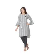 women Grey Cotton quarter Sleeves Long Tunic
