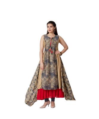 women Gold MODAL crepe quarter Sleeves Kurti 1