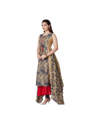 women Gold MODAL crepe quarter Sleeves Kurti 3