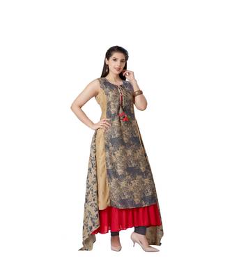 women Gold MODAL crepe quarter Sleeves Kurti 4
