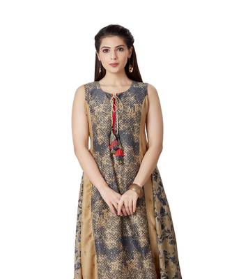 women Gold MODAL crepe quarter Sleeves Kurti 5