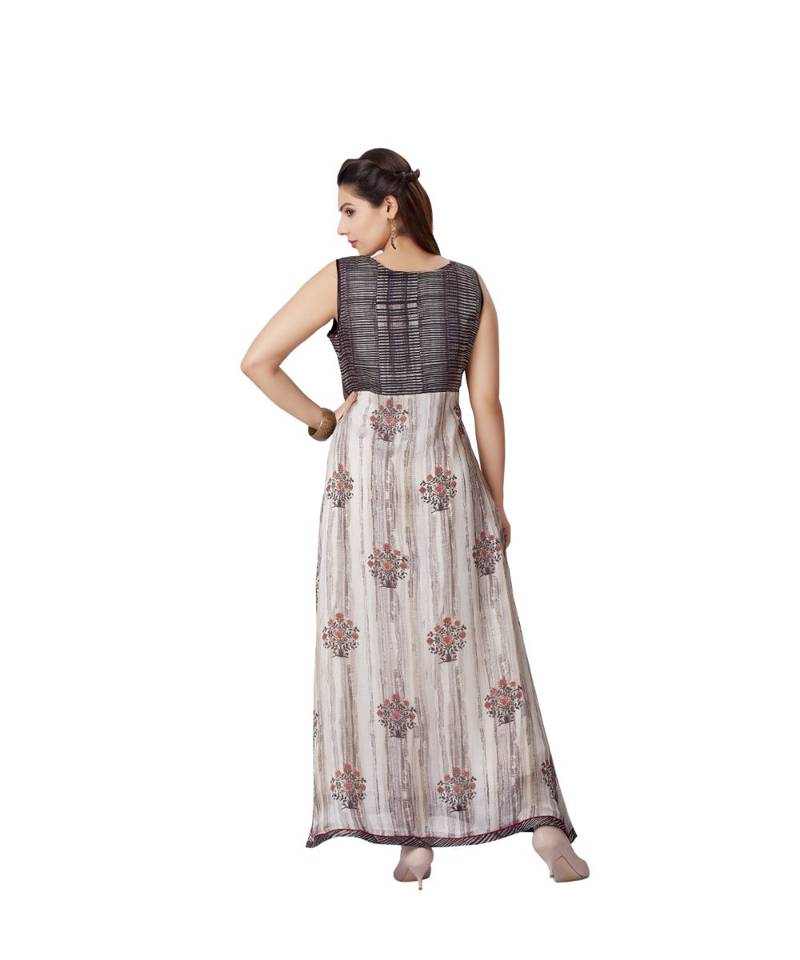 women Grey crepe Sleeveless Kurti