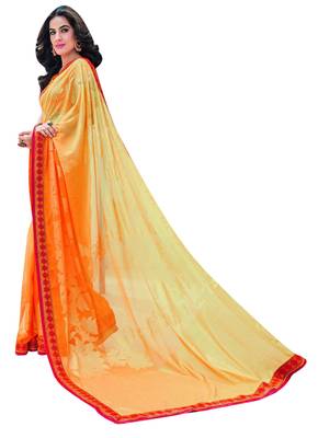 Yellow Festive Wear Saree in Brasso 1