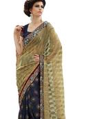 Multicolor Coloured Brasso Casual Wear Plain Sari With Unstitched Blouse