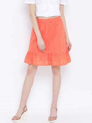 Dotted Orange Path Women Skirt 1