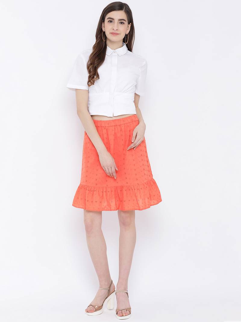 Dotted Orange Path Women Skirt