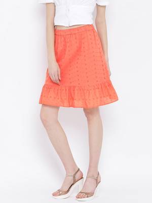 Dotted Orange Path Women Skirt 3