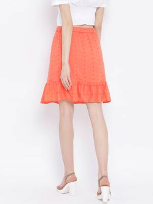 Dotted Orange Path Women Skirt 4