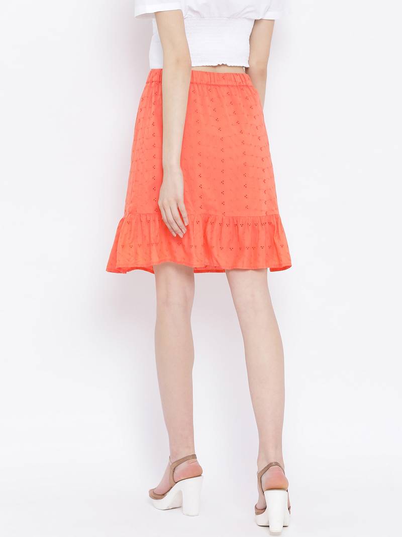 Dotted Orange Path Women Skirt