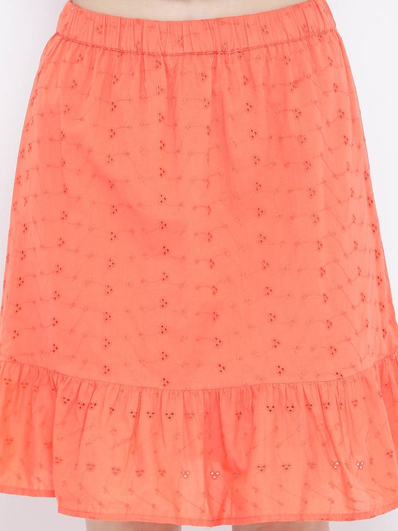 Dotted Orange Path Women Skirt