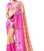 pink Crepe Saree For Casual Wear