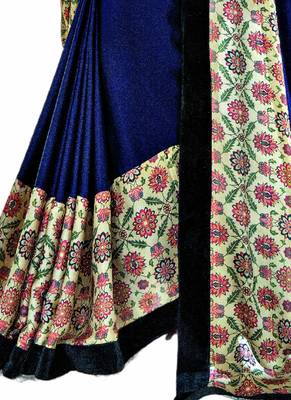 Blue Coloured Crepe Casual Wear Embellished With Unstitched Blouse 3