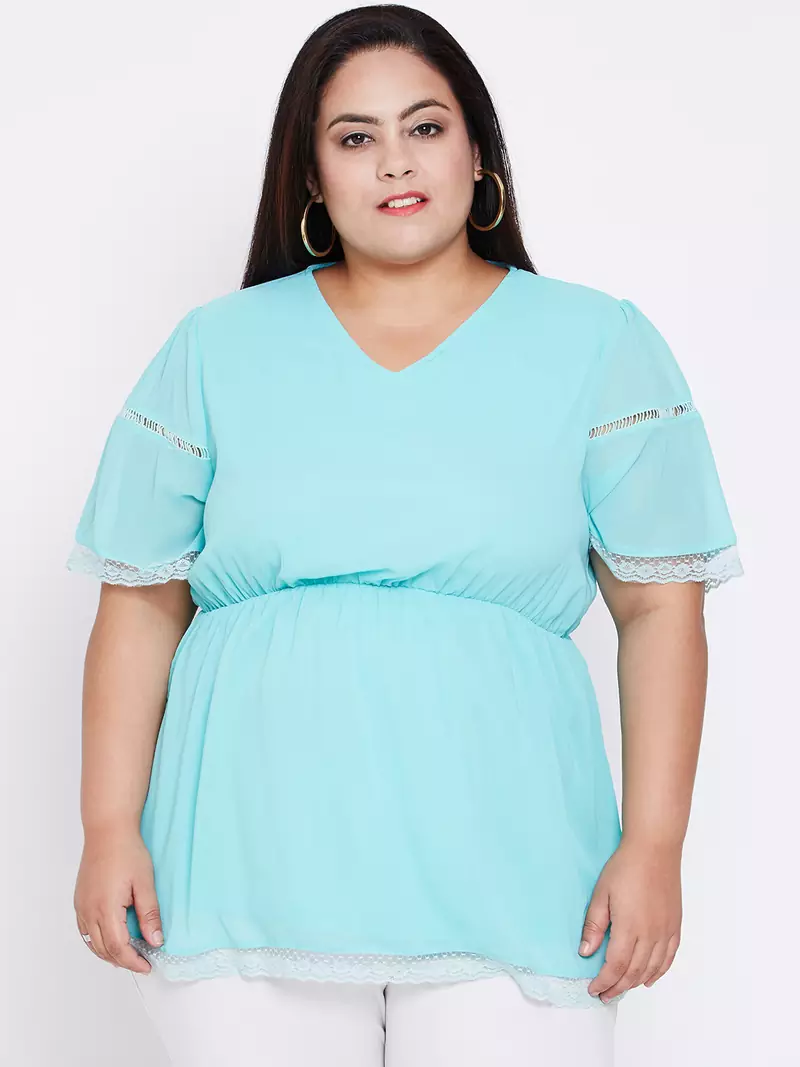 Sky Mary Lace Empire Plus Top