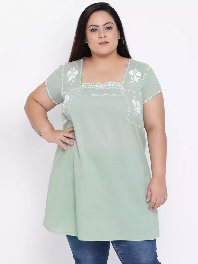 Sage Effect Embro Plus Size Tunic