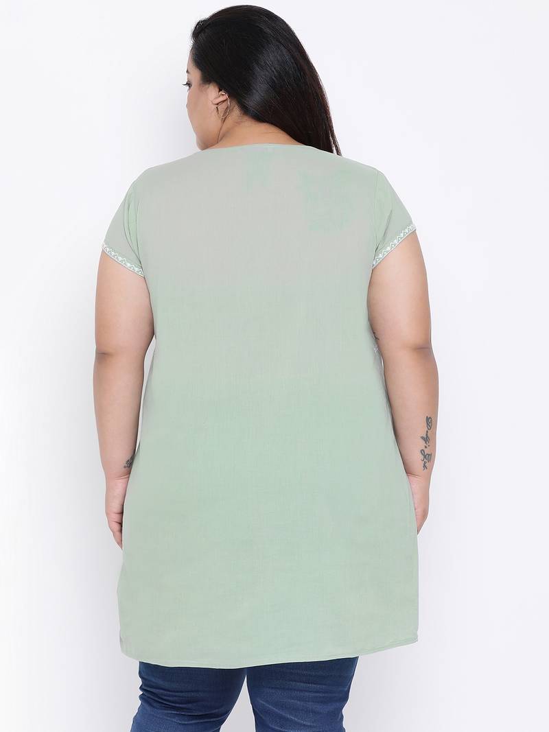Sage Effect Embro Plus Size Tunic