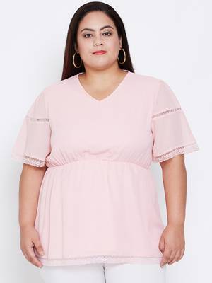 Chantelle Pink Lace Empire Plus Top 1