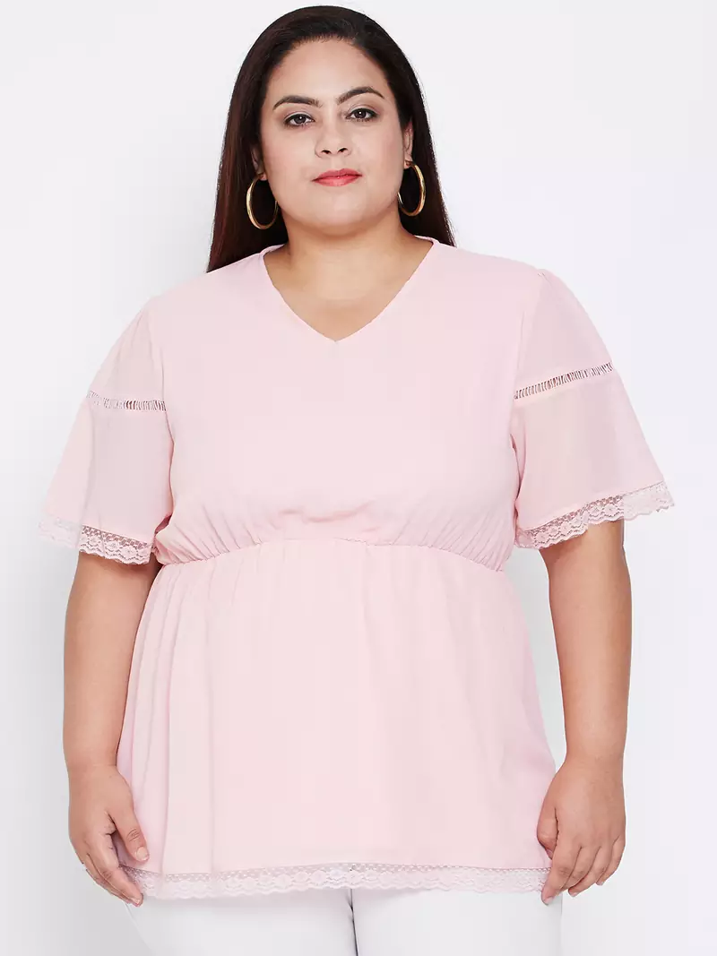 Chantelle Pink Lace Empire Plus Top