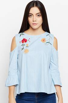 Whale Sky Sea Embroidered Top