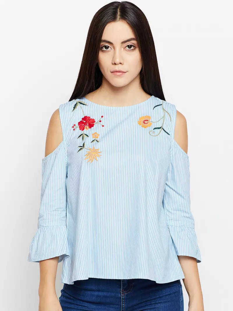 Whale Sky Sea Embroidered Top