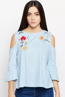 Whale Sky Sea Embroidered Top