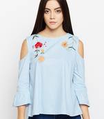 Whale Sky Sea Embroidered Top