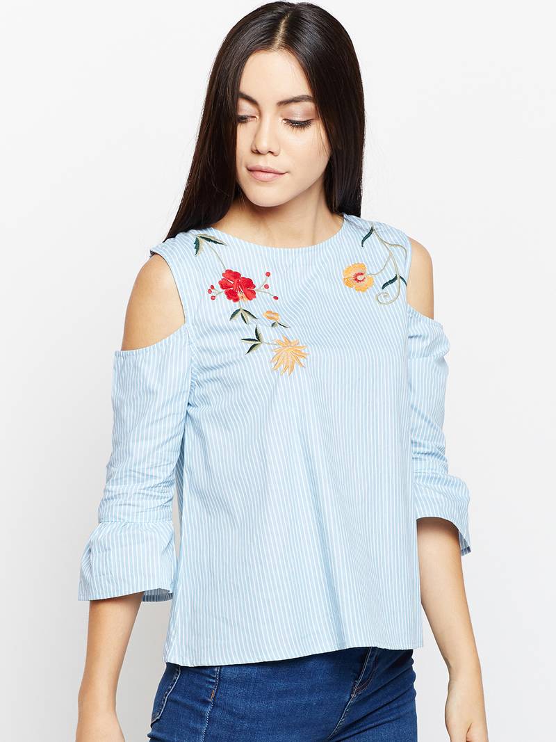 Whale Sky Sea Embroidered Top