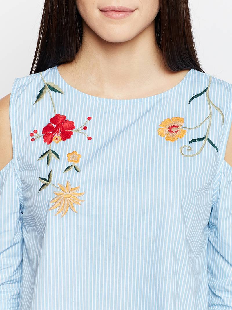 Whale Sky Sea Embroidered Top