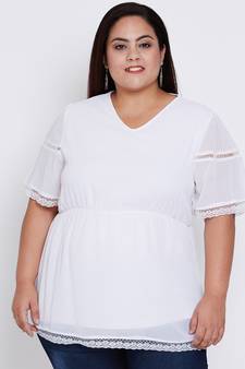 Pearl Edge Lace Empire Plus Top