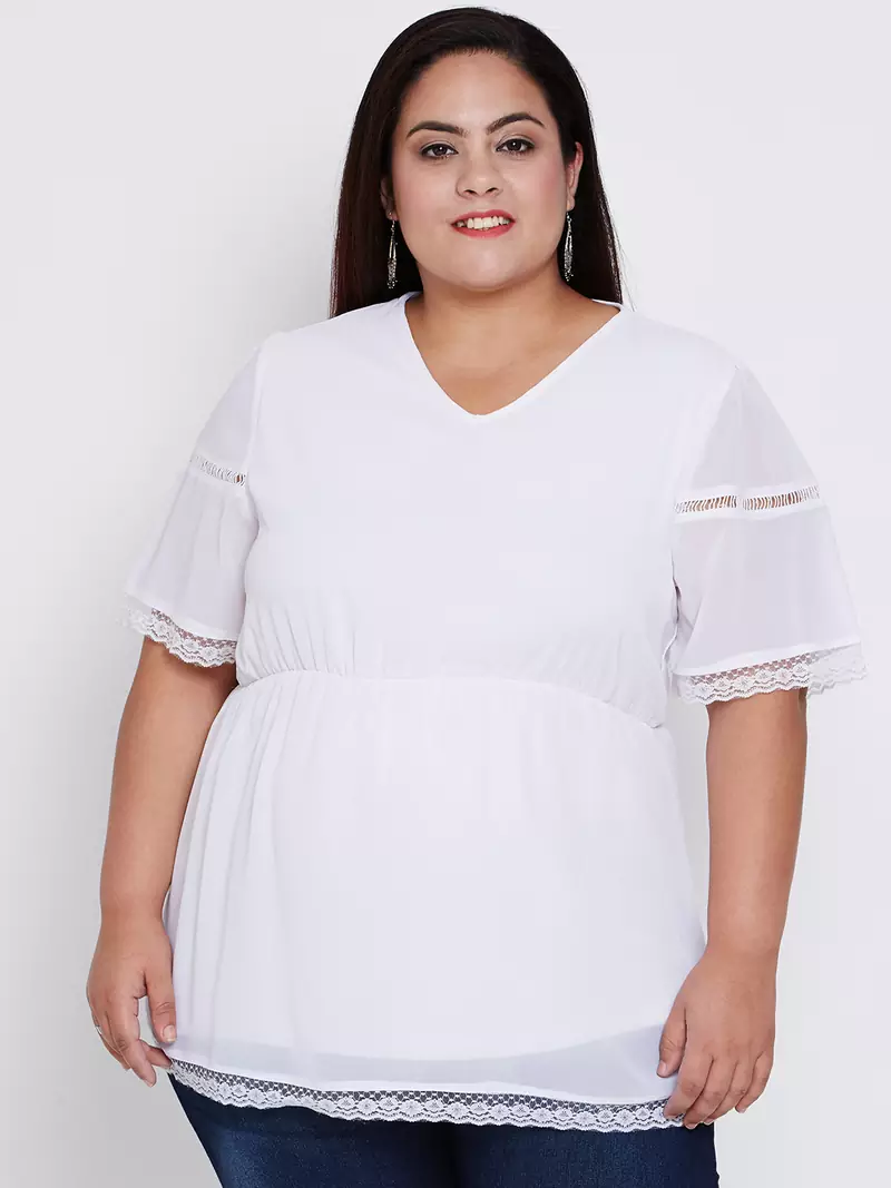 Pearl Edge Lace Empire Plus Top