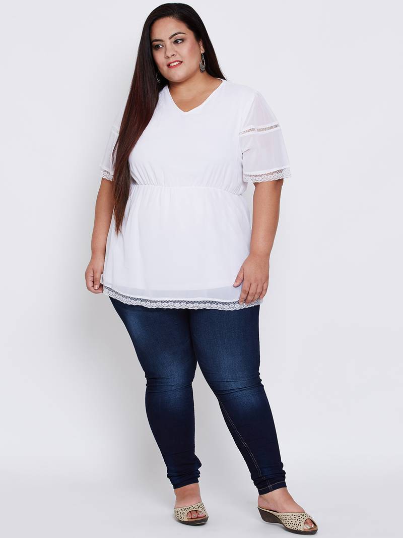 Pearl Edge Lace Empire Plus Top