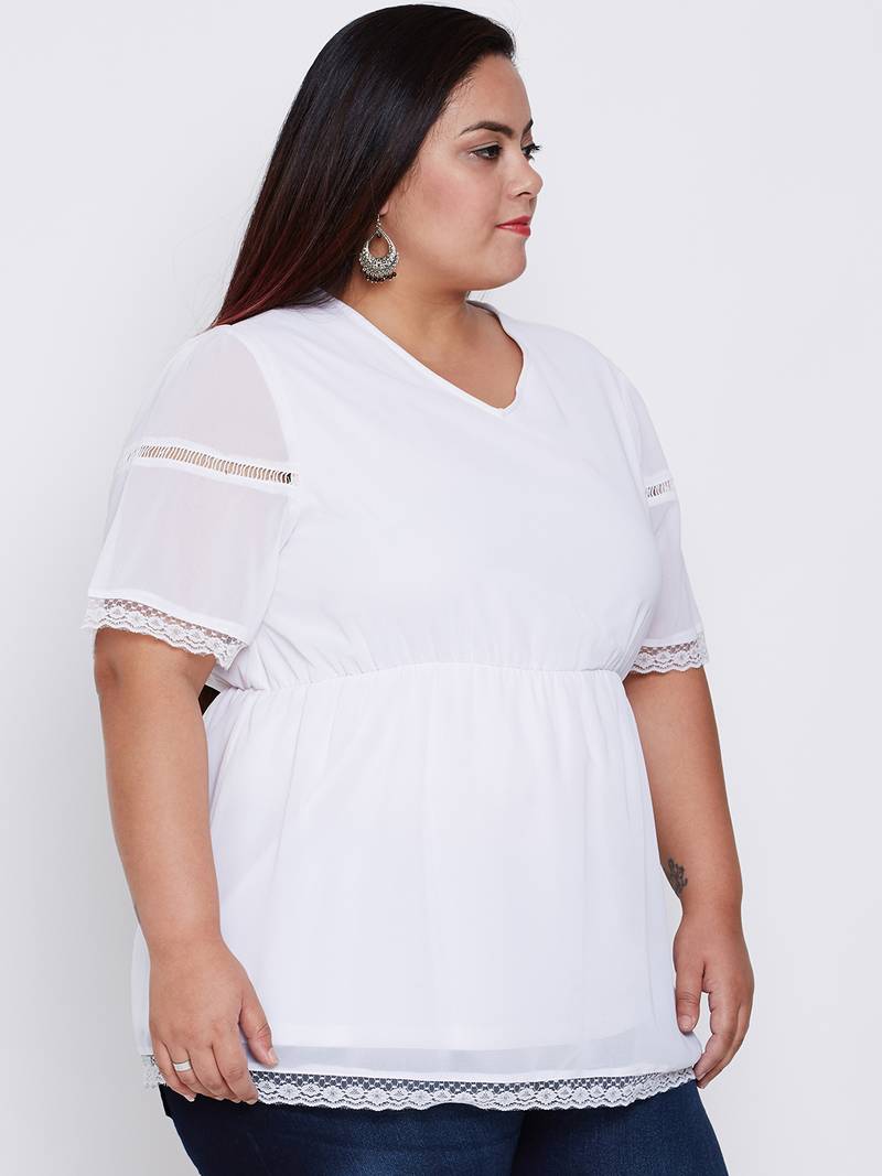 Pearl Edge Lace Empire Plus Top