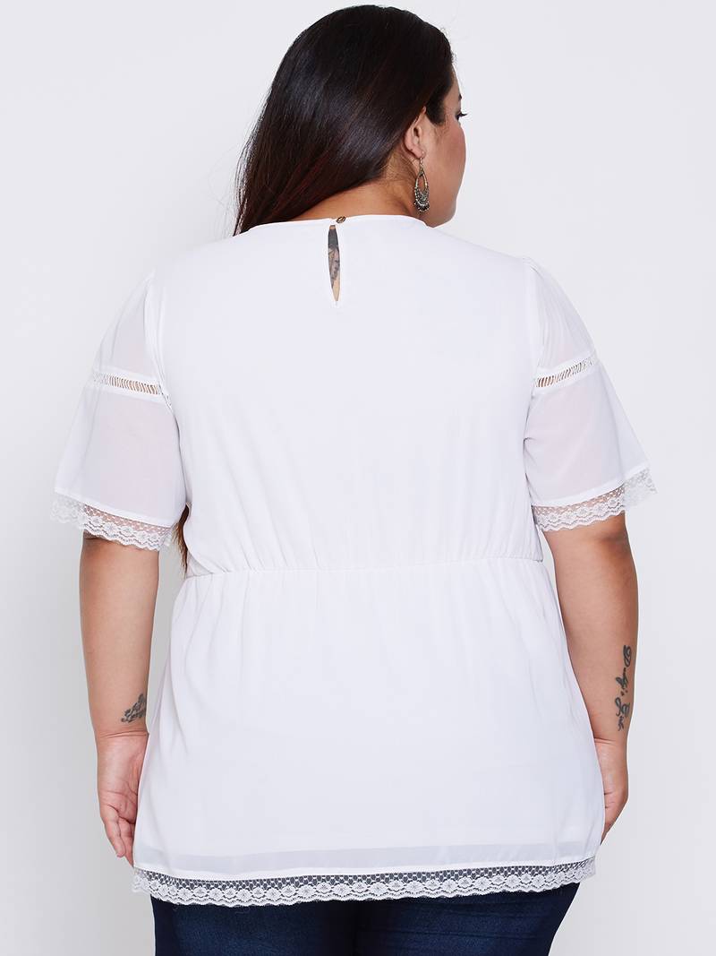 Pearl Edge Lace Empire Plus Top