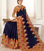 Blue Dupion Silk Formal Saree for Convocation