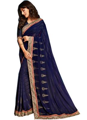 Graceful Blue Georgette Embellished Saree 1