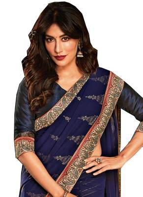Graceful Blue Georgette Embellished Saree 2