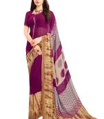 Purple Coloured Georgette Casual Wear Printed Sari With Unstitched Blouse