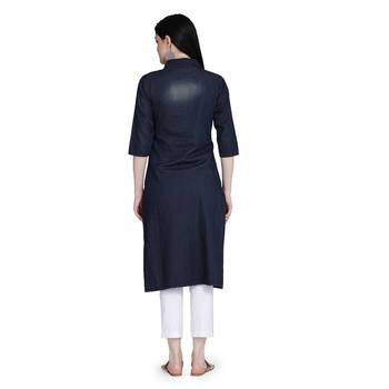 Blue embroidered cotton cotton-kurtis 4