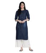 Blue woven cotton cotton-kurtis